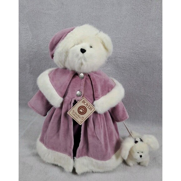 Boyds Bears Victoria Crystalfrost & Fifi 919842 Jacket Dress Stand Winter Decor - Picture 1 of 16